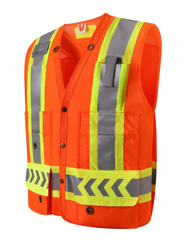 Hi-Vis-Surveyor-Safety-Vest-Orange-Reflective-Construction-Road-Work-Utility-Engineer-Vest