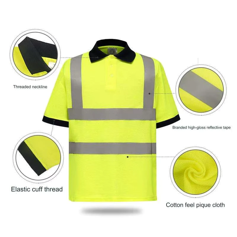 Hi Vis T Shirt Workwear Custom Logo Short Sleeve Work Clothes Construction Reflective Safety Clothing