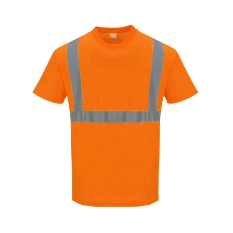 Hi-Vis-T-Shirts-High-Viz-Visibility-Short-Sleeve-Safety-Work-Button-Reflective-T-Shirt-With-Reflective-Tape