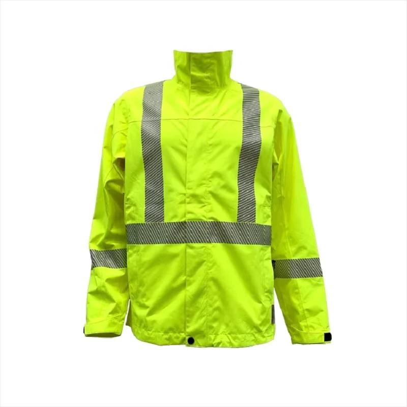 Hi Vis Traffic Warm Waterproof Safety Jacket with Reflective Tape
