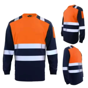 Hi Vis Two Tone Orange Fluorescent Long Sleeve Work Polo T Shirt Road Safety Polyester Vest Short Sleeve T Shirt