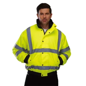 Hi Vis Waterproof High Visibility Reflective Safety Softshell Parka Jacket With Detachable Fleece Warm Security Guard Uniform