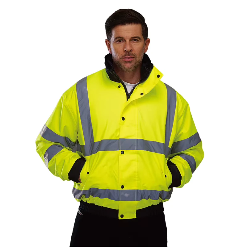Hi Vis Waterproof High Visibility Reflective Safety Softshell Parka Jacket With Detachable Fleece Warm Security Guard Uniform