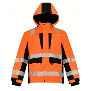 Hi-Vis Waterproof Water Resistant Hooded Winter Safety Jacket Insulated Reflective Workwear Bomber Coat for Construction Roadway