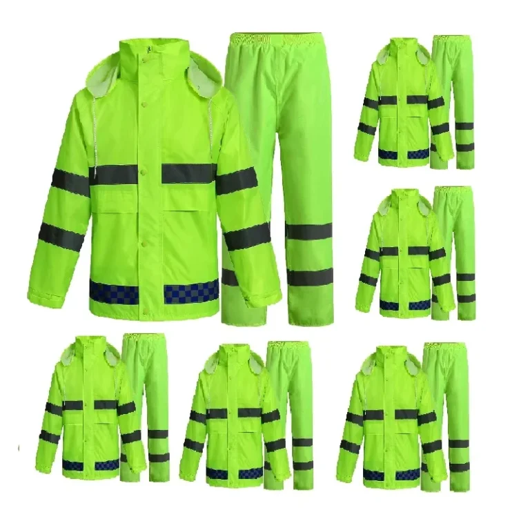 Hi-Vis-Waterproof-Workwear-Rain-Jacket-with-Pant-Reflective-Safety-Clothing-Windproof-Hoodie-and-Pants