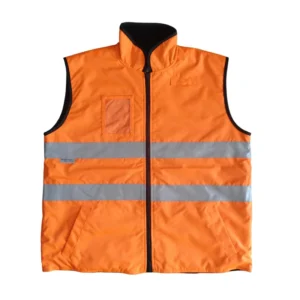 Hi Vis Winter Vest Fleece Lining Windproof Reflective Unisex Safety Workwear Waterproof Multi Pockets Waistcoat Zipper
