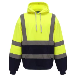 Hi Vis Winter Warm Fleece Lining Safety Sweatshirt Uniform Long Sleeve Construction Worker Reflective Safety Hoodie