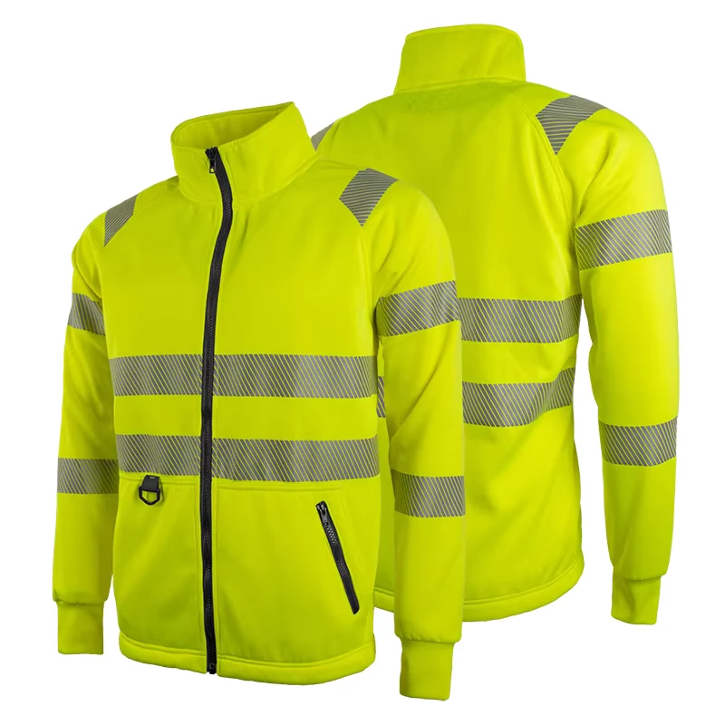 Hi Vis Winter Workwear Fleece Jacket With Zip for Outdoor Construction Safety