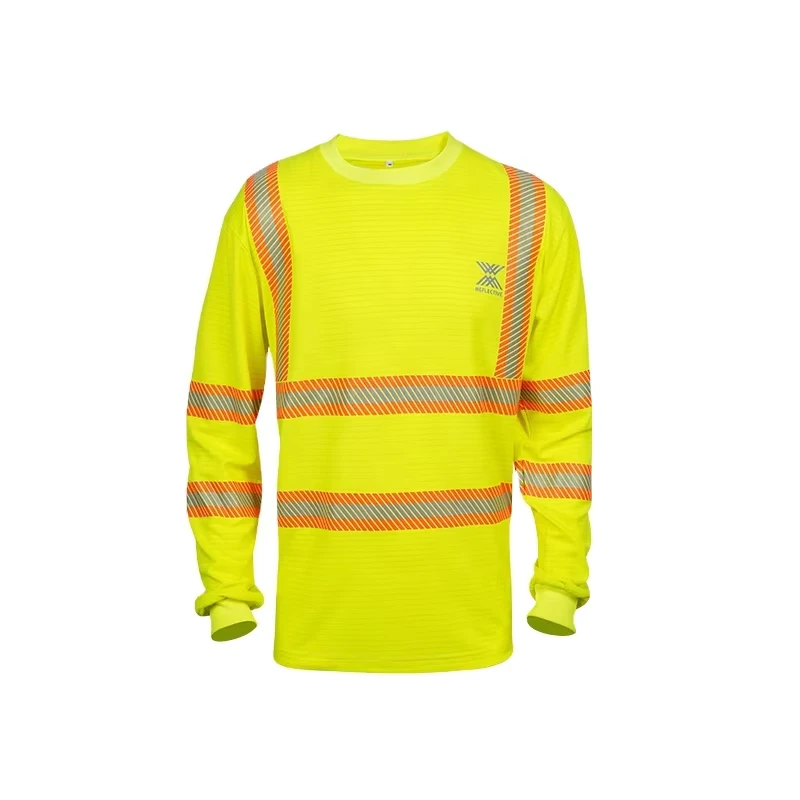 Hi Vis Work Tshirt Reflective Long Sleeve Safety T Shirt Safety Long Sleeve Shirt Custom Logo Safety Shirt