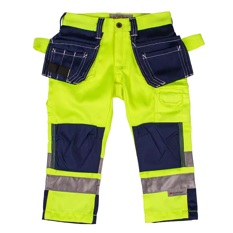 Hi Vis Workers Lightweight Cargo Taped Pant High Visibility Workwear Reflective Safety Security Guard Work Hi vis Pants EN20471