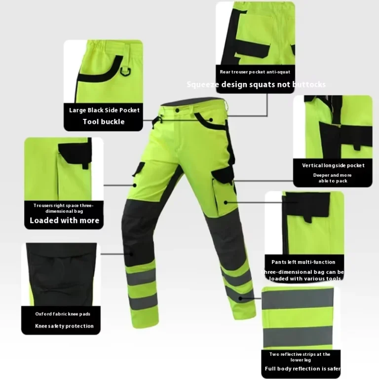 Hi-Vis-Workwear-Custom-Work-Pants-Safety-Trousers-Multi-Pockets-High-Visibility-Printed-Features-Reflective-Cotton-Cargo-Pants