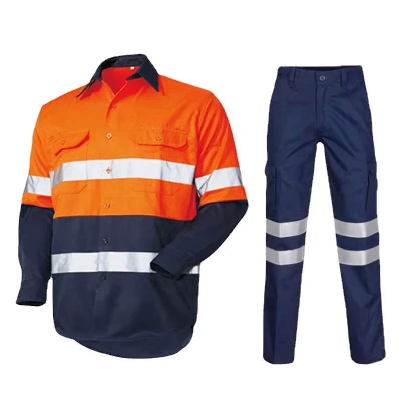 Hi Vis Workwear Jacket, Pants, and Shirt Construction Site Uniform Suit