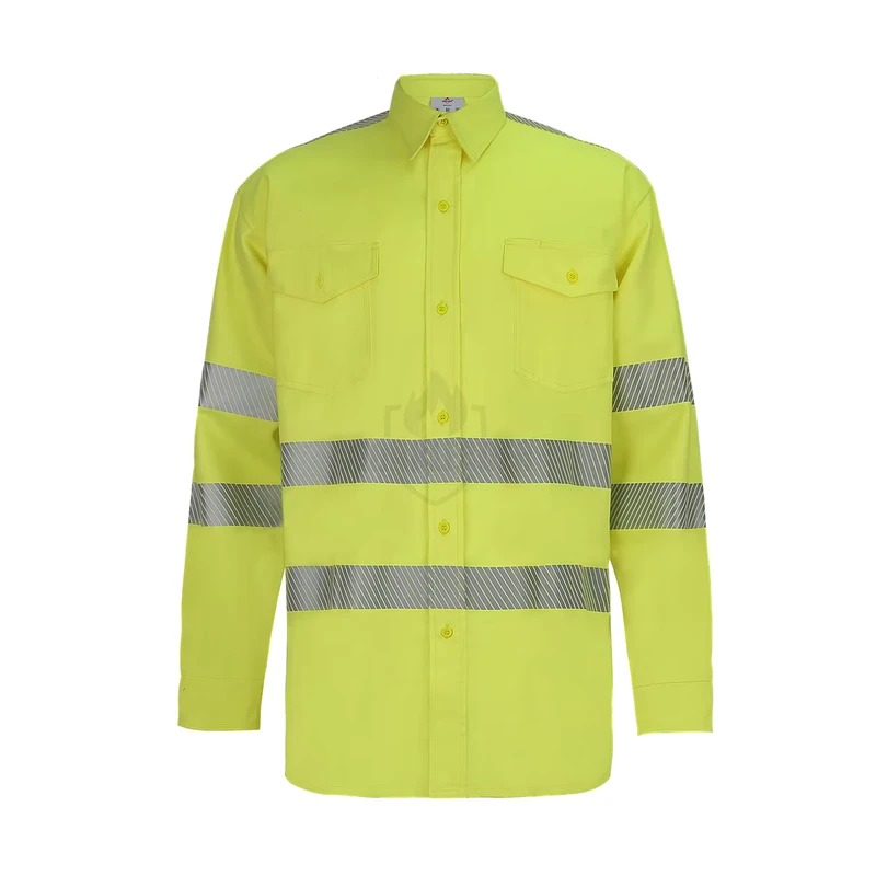Hi Vis Workwear Shirt Breathable Flame Resistant Clothing Jacket Fluorescent Fire Retardant Jacket
