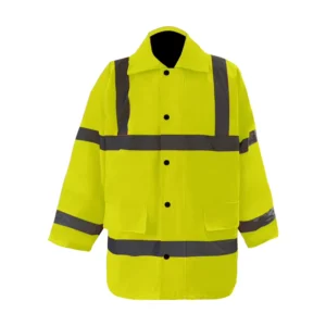 Hi Vis Workwear Waterproof Safety Jackets Lightweight Reflective Construction Rain Jackets Security with Detachable Hoodie