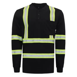 Hi Vis Workwear with Two Tone Reflective Stripe High Visibility Fire Proof Henley Shirts