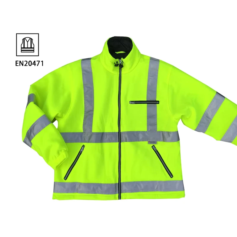 Hi Vis Yellow Jacket Reflective Men Safety Fleece Security Jacket