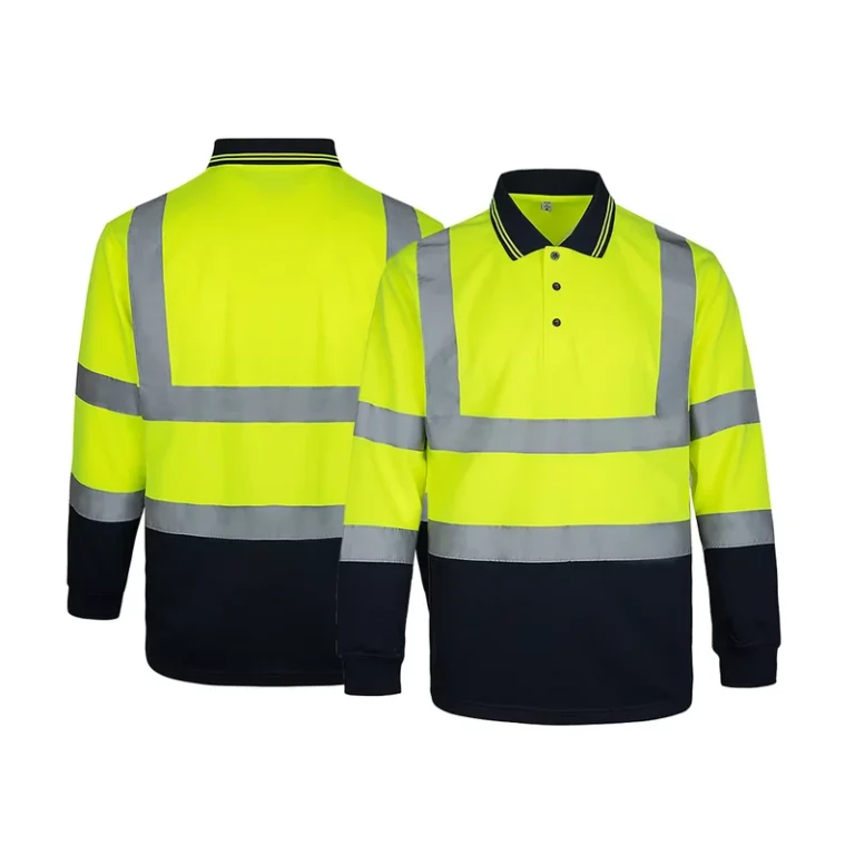 Hi-Vis-Yellow-Polo-Long-Sleeve-Polyester-T-Shirt-Workwear-Reflective-Safety-Work-Clothing-Shirts-for-Men