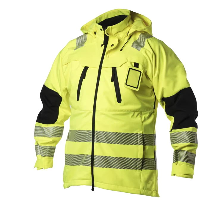 Hi Vis Yellow Waterproof Breathable Windproof Reflective Jacket for Mens