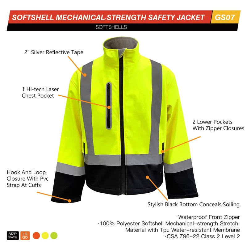 Hi Vis Yellow Waterproof Padded Winter Reflective Bomber Jacket with Hood