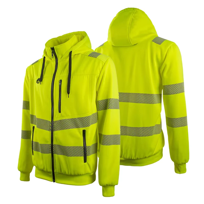 Hi Vis Zip up Workwear Fleece Jacket for Outdoor Labor in Winter