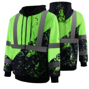 Hi Visibility Reflective ANSI Class 3 Outdoor Safety Hoodie Clothing 100% Polyester Construction Hoodie Sweater