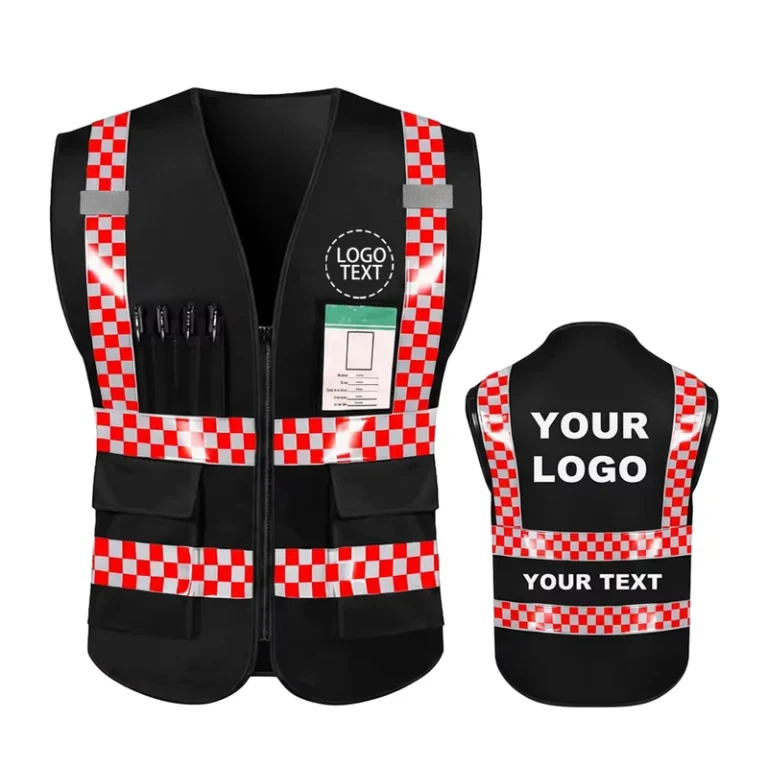 Hi-Visibility-Reflective-Red-Checkered-Safety-Vest-with-Pocket