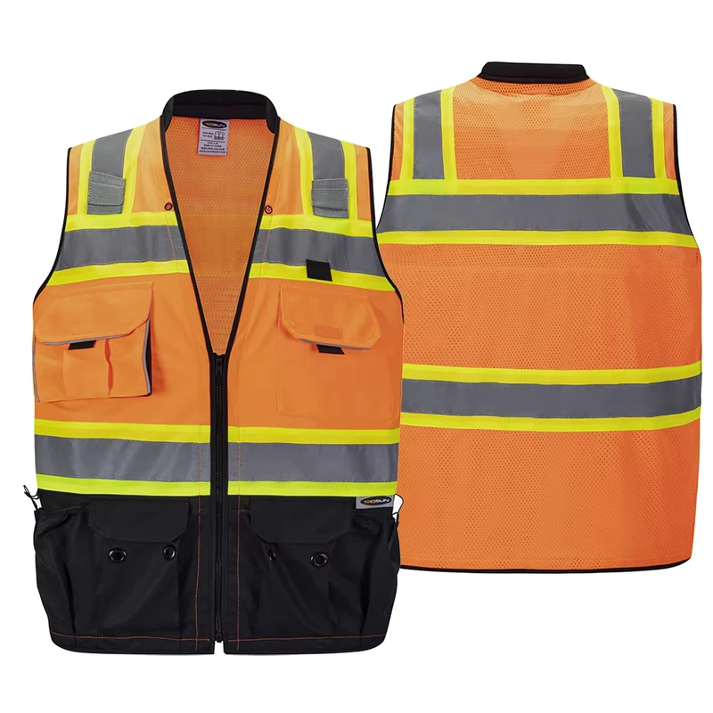 Hi Visibility Surveyor Engineer Construction Mesh Hook Reflective Safety Vest ANSI Class 2 Reflective Vest with Custom Logo