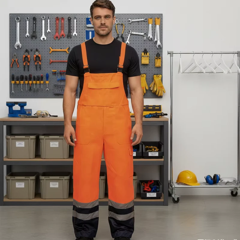 Hi Viz ANSI Class 2 Waterproof Bib and Brace Engineers Overalls Work Dungarees and Bib Trousers with Customized Logo