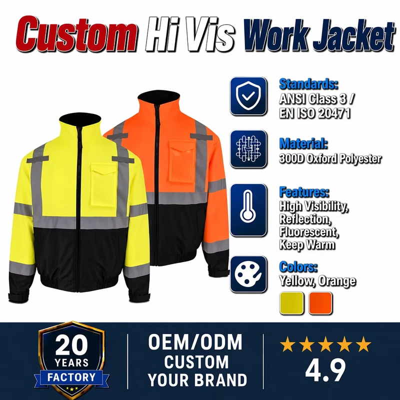 Hi Viz Reflective 300d Oxford Safety High Vis Workwear Jacket