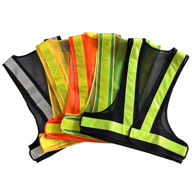 Hi Viz Security Vest Customisable PVC V Shape Roadway Traffic Warning Jacket Mesh High Visibility Reflective Running Vest