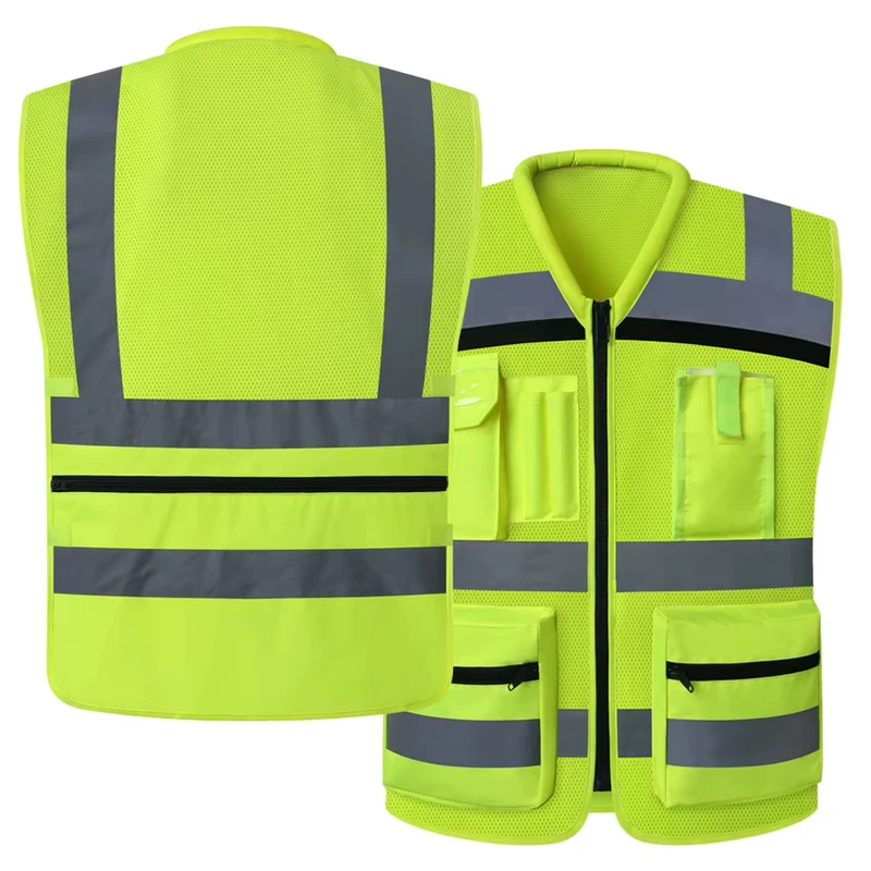 Hi vis Breathable Surveyor Safety Vest with Back Pocket