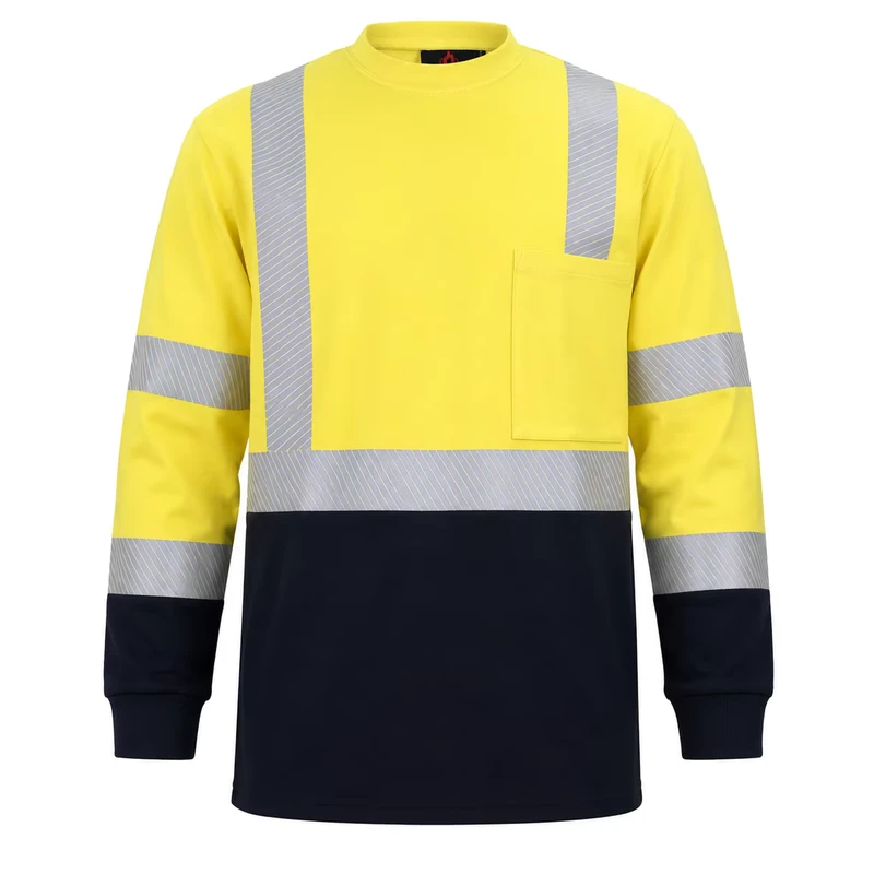 Hi-vis Contrast Color NFPA 2112 Compliant FR Anti-static Arc Proof Workwear Uniforms and Pullover T-shirt