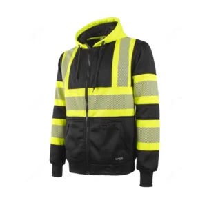 Hi vis Safety Hooded Jacket EN 20471 Class 1 Security Workwear Uniforms High Visibility Cloth Reflective Work Jacket