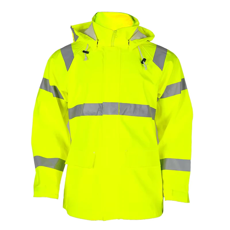 Hi-vis Waterproof Windproof Winter Workwear Warm Thick Work Jacket With Reflective Tape for Worker