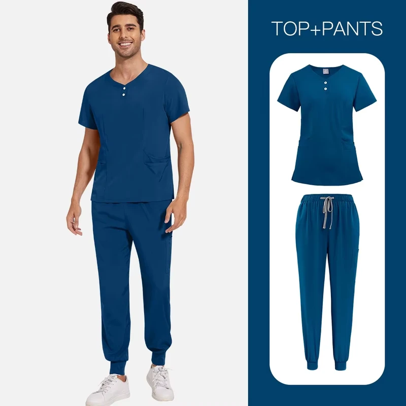 High Elasticity Medical Scrub Set for Men Women 4 Way Stretch V Neck Uniform for Maximum Mobility in ER & Surgical Departments