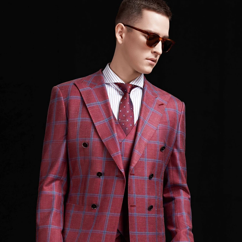 High End 100% Virgin Wool Plus Size Breathable Garment Dyed Suit for Men Fused Half Full Canvas Wedding & Business Attire
