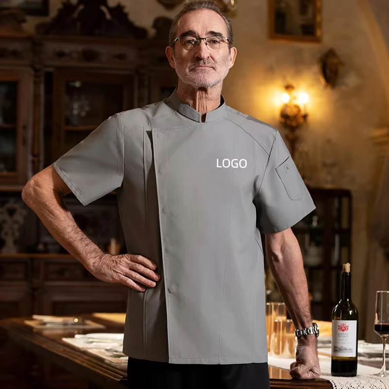 High End Restaurants Summer New Chef Uniform Bakery Work Clothing Short Sleeve Breathable White Chef Uniform