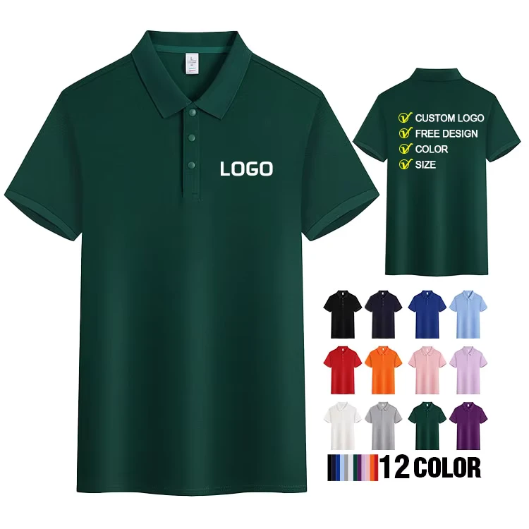 High Quality 210G Spandex Cotton Custom Logo Printed Golf Sport Casual Business Work Polo T shirt Uniform Plain Men Polo Shirt