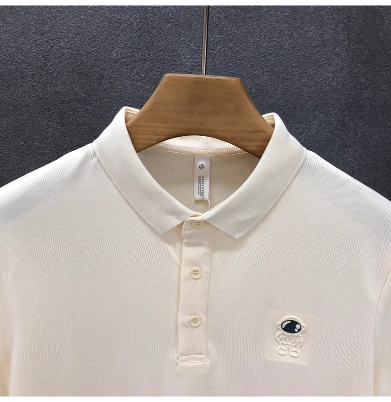 High Quality 225gsm Breathable Men's for Polo Shirts Custom Logo Sea Island Cotton Short Sleeve Knitted T Shirt Solid Pattern