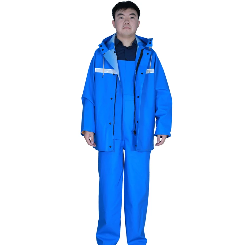 High Quality Adult PVC Poncho Raincoat Reflective Strip Work Clothes Anti Seepage Waterproof Design Mining Labor Custom Logo