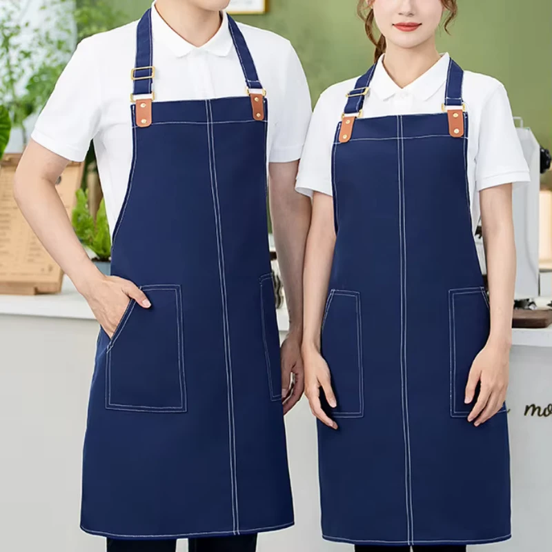 High Quality Baker Apron Custom logo Kitchen Chef Barista Canvas Apron Adjustable Barbecue Garden Embroidery Apron