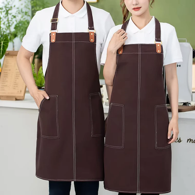 High Quality Baker Apron Custom logo Kitchen Chef Barista Canvas Apron Adjustable Barbecue Garden Embroidery Apron