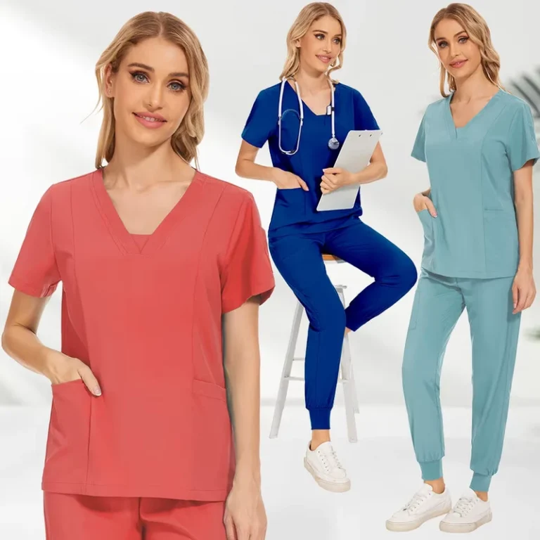 High-Quality-Breathable-Comfortable-Stretch-Nurse-Scrubs-Women-Short-Sleeve-Top-Cargo-Jogger-Pant-Hospital-Uniform
