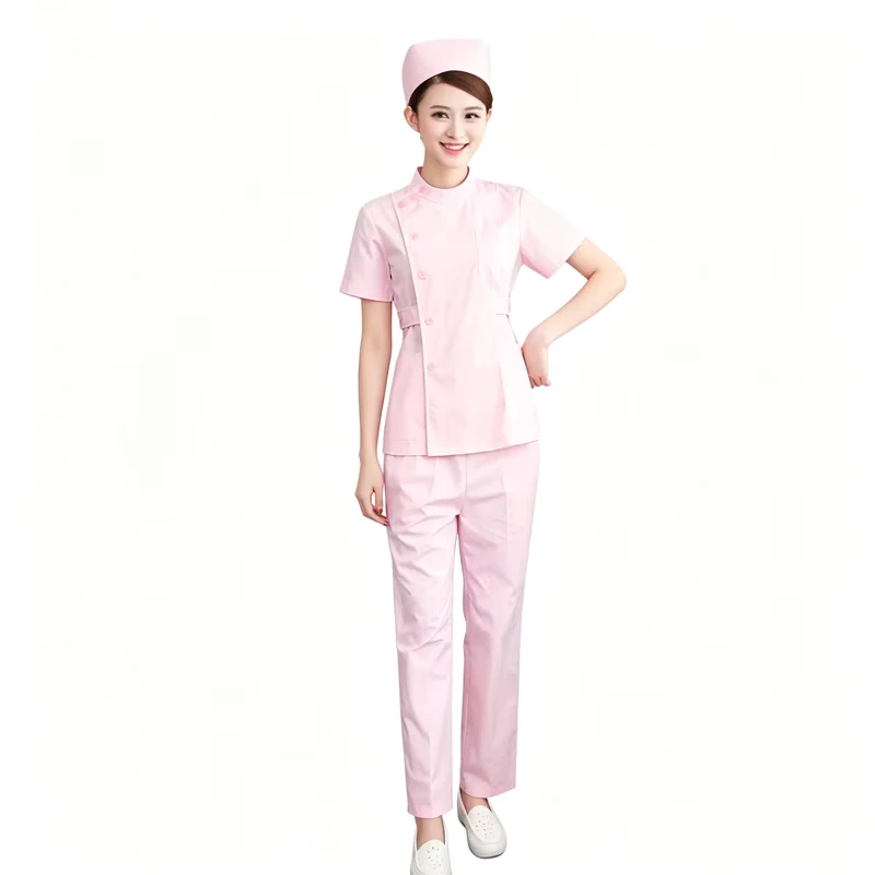 High Quality Breathable Cotton ODM Printed Airuiya Custom Logo Nurse Uniform Dress Medical Hospital Workwear Women Four Seasons