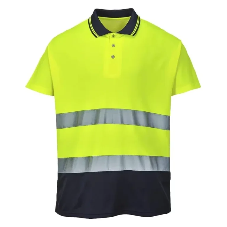 High-Quality-Breathable-Cotton-Short-Sleeve-Hi-Vis-Safety-Work-Polo-Shirt-with-Reflective-Stripes