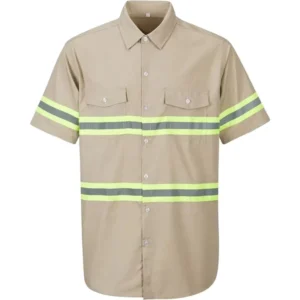 High Quality Class 3 Anti Static Polyester Short Sleeve Hi Vis Button Up Reflective Safety Work Shirts for Men