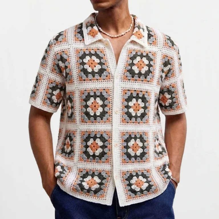 High-Quality-Crochet-Floral-Pattern-Polo-Shirt-Personalized-Cutout-Jacquard-Knit-Polo-Shirt-Retro-Lapel-Collar-Button-Polo-Shirt