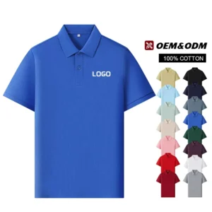 High Quality Custom Logo Cotton Pique Knit Fabric Custom Men’s Polo Shirt Ribbed Collar Short Sleeve T Shirt for Work Business