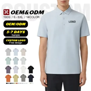 High Quality Custom Logo Embroidery Work Uniform Business Basic Casual Solid Pattern for Polo Tshirt Knit Nylon Golf T Shirt