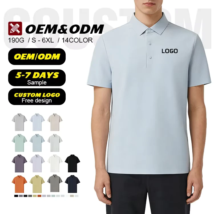 High Quality Custom Logo Embroidery Work Uniform Business Basic Casual Solid Pattern for Polo Tshirt Knit Nylon Golf T Shirt